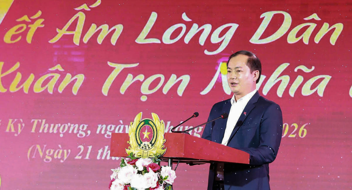 Ông Nguyễn Cao Cường, Chủ tịch UBND xã Kỳ Thượng bày tỏ sự cảm ơn đối với các đơn vị, doanh nghiệp, nhà hảo tâm.