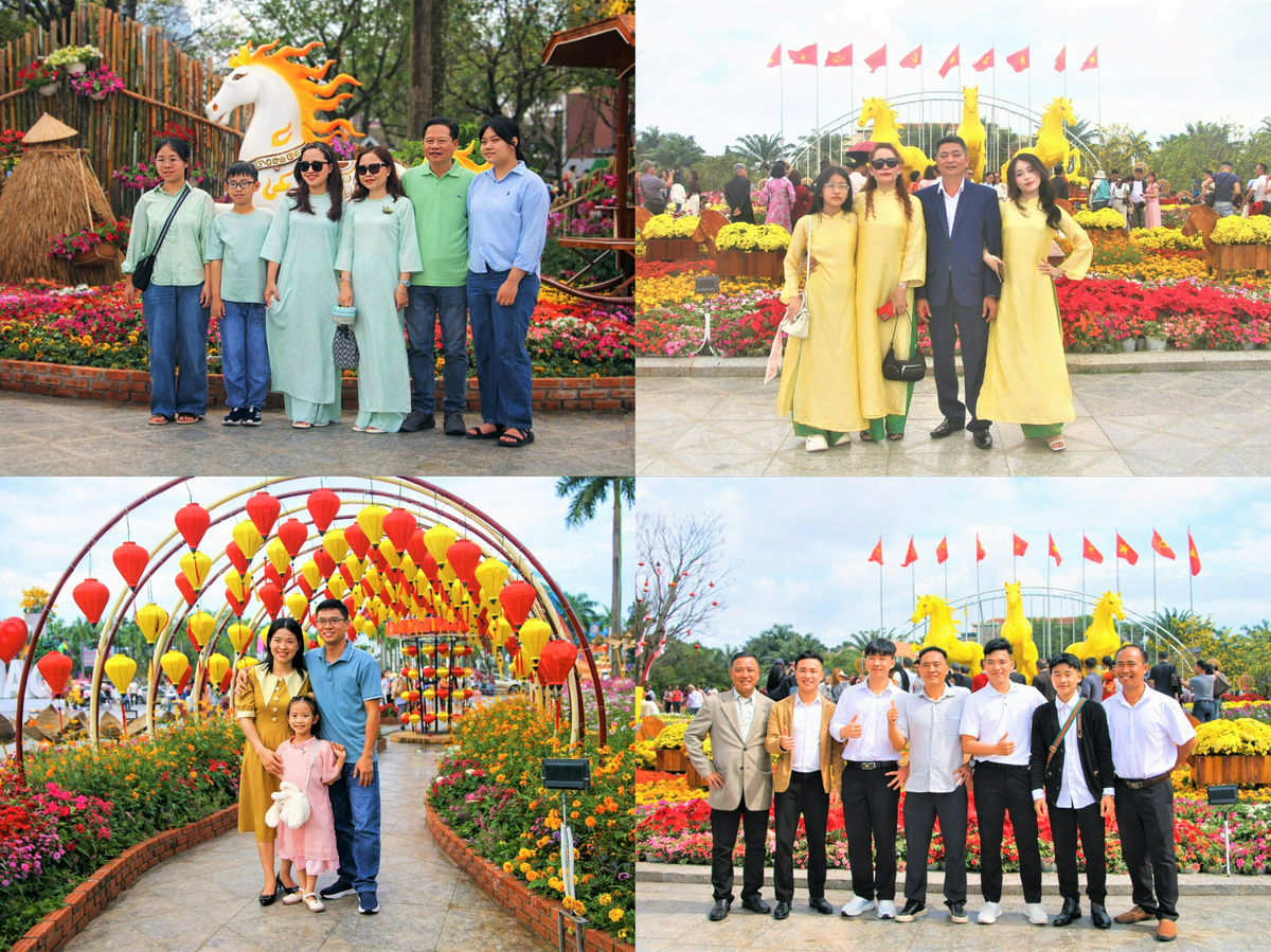 Nhiều khoảnh khắc du xuân ngày đầu năm mới tại Quảng trường 24/3. Ảnh: Tấn Thành.