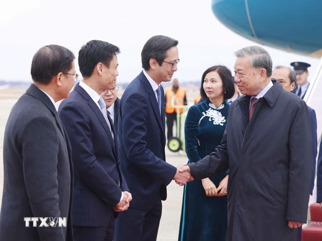 Lễ đón Tổng Bí thư Tô Lâm tại Sân bay quân sự Andrews, thủ đô Washington D.C. (Ảnh: Thống Nhất/TTXVN)