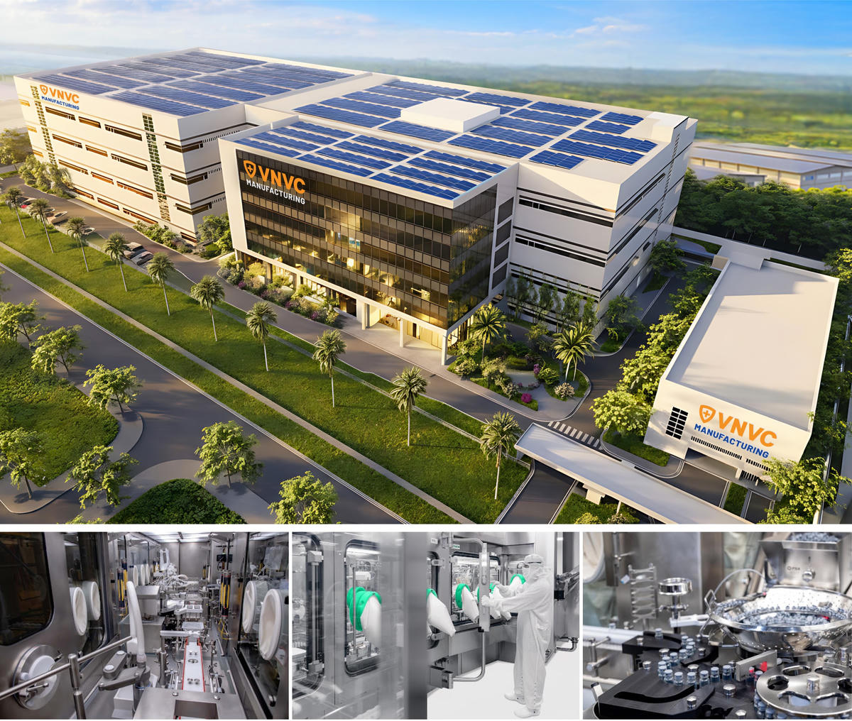 Hệ thống dây chuyền công nghệ cao từ Syntegon (Đức) đưa Nhà máy Vaccine và Sinh phẩm VNVC vào nhóm 20 nhà máy trên thế giới sở hữu công nghệ tiên tiến hàng đầu của Syntegon trong giai đoạn sản xuất đầu tiên. Ảnh: VNVC và Syntegon