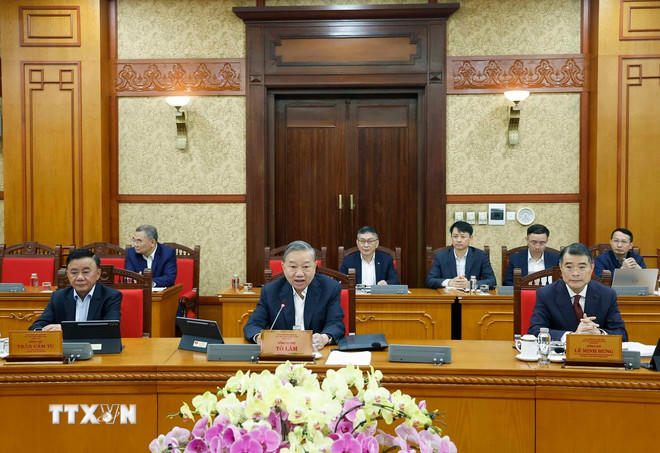 Tổng Bí thư Tô Lâm phát biểu chỉ đạo. (Ảnh: Thống Nhất/TTXVN)