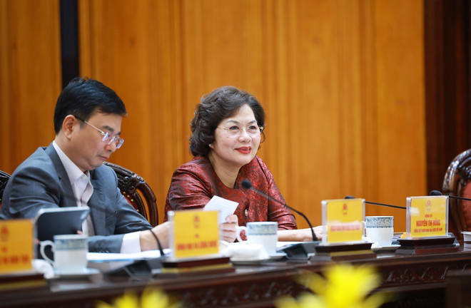 Thống đốc Ngân hàng Nhà nước Việt Nam Nguyễn Thị Hồng phát biểu. (Ảnh: Dương Giang/TTXVN)