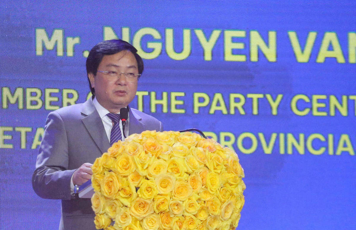 Ông Nguyễn Văn Quyết, Bí thư Tỉnh uỷ Tây Ninh phát biểu tại hội nghị. Ảnh: A.Huy.