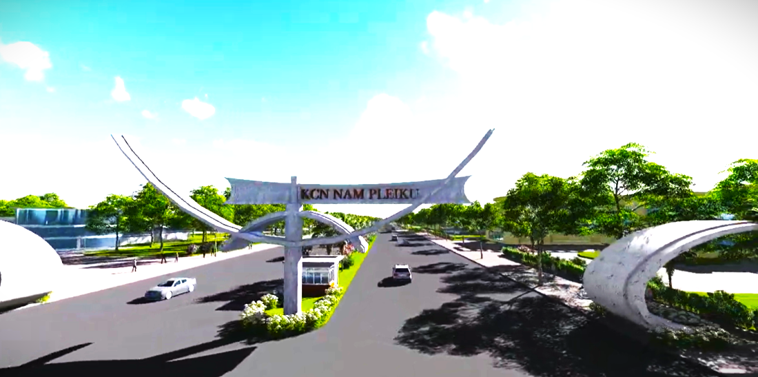 Dự án hạ tầng Khu công nghiệp Nam Pleiku chưa đáp ứng điều kiện năng lực tài chính bảo đảm việc sử dụng đất theo tiến độ. Ảnh phối cảnh.