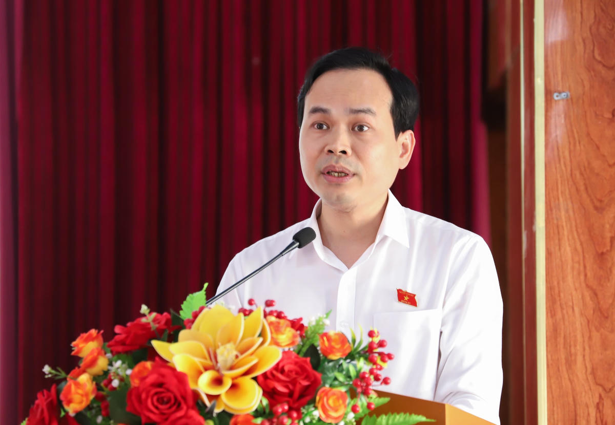 Phó Trưởng đoàn chuyên trách Đoàn đại biểu Quốc hội thành phố Nguyễn Duy Minh trình bày chương trình hành động. Ảnh: Nguyễn Tú.