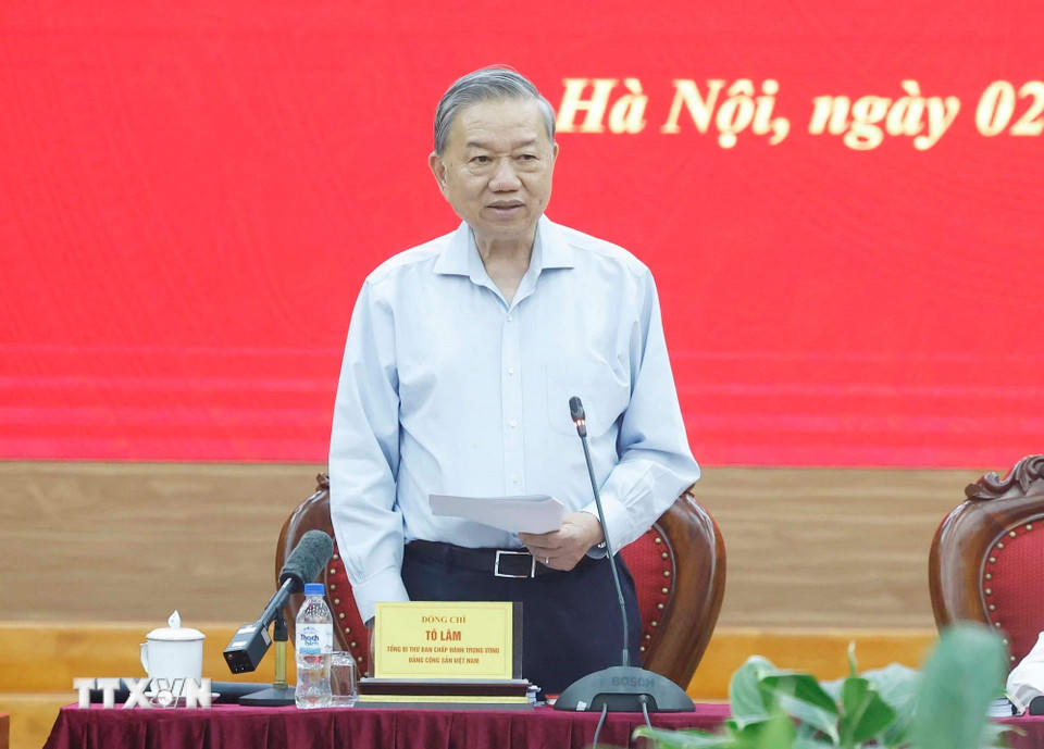 Tổng Bí thư Tô Lâm phát biểu. (Ảnh: Thống Nhất/TTXVN)