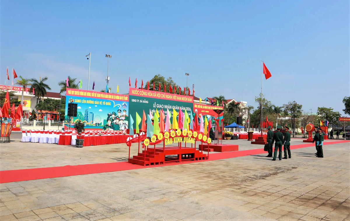 Mọi công tác chuẩn bị lễ giao nhận quân năm 2026 tại TP Đà Nẵng đã sẵn sàng. Ảnh: CV.