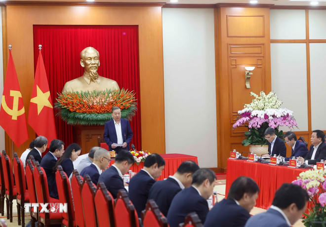 Tổng Bí thư Tô Lâm phát biểu. (Ảnh: Thống Nhất/TTXVN)