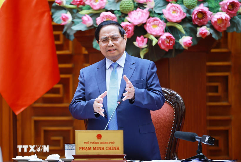 Thủ tướng Phạm Minh Chính chủ trì cuộc họp. (Ảnh: Dương Giang/TTXVN)