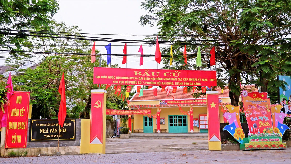 Một địa điểm bỏ phiếu tại phường Hội An Đông. Ảnh: Tấn Thành.