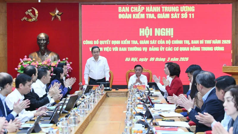 Chủ tịch Quốc hội Trần Thanh Mẫn làm Trưởng đoàn Kiểm tra, giám sát năm 2026 quán triệt nội dung làm việc tại Ban Thường vụ Đảng ủy các cơ quan Đảng Trung ương.