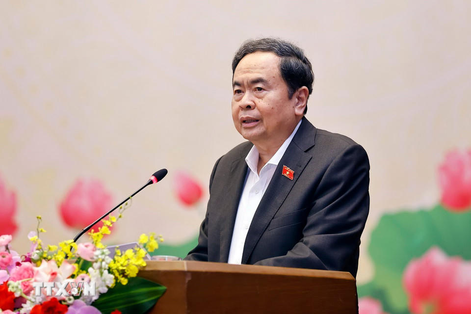 Chủ tịch Quốc hội Trần Thanh Mẫn phát biểu khai mạc Hội nghị. (Ảnh: Doãn Tấn/TTXVN)