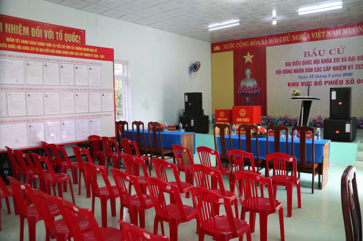 Khu vực bầu phiếu ở đảo Tam Hải được bố trí gọn gàng. Ảnh: CV.