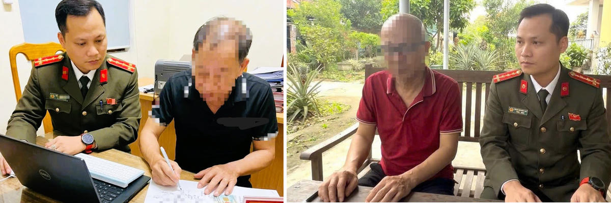 Ông Đ.M.H. và ông P.T.X., bị xử phạt vì đăng thông tin xúc phạm lực lượng Công an trên mạng xã hội. Ảnh: CAQT.