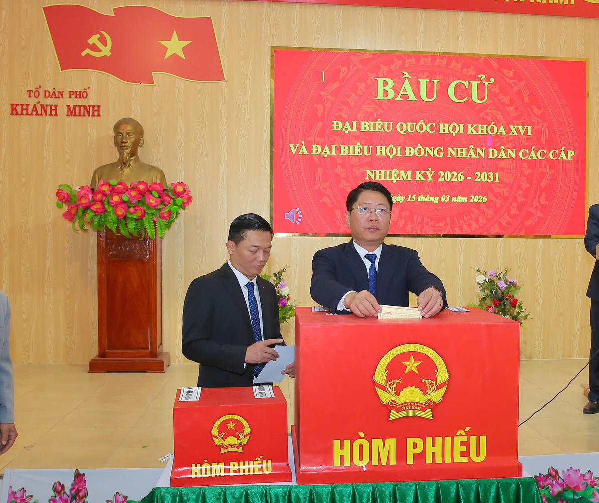 Ông Trần Song Tùng - Phó Chủ tịch Thường trực UBND tỉnh Ninh Bình bỏ phiếu. Ảnh: Đình Minh