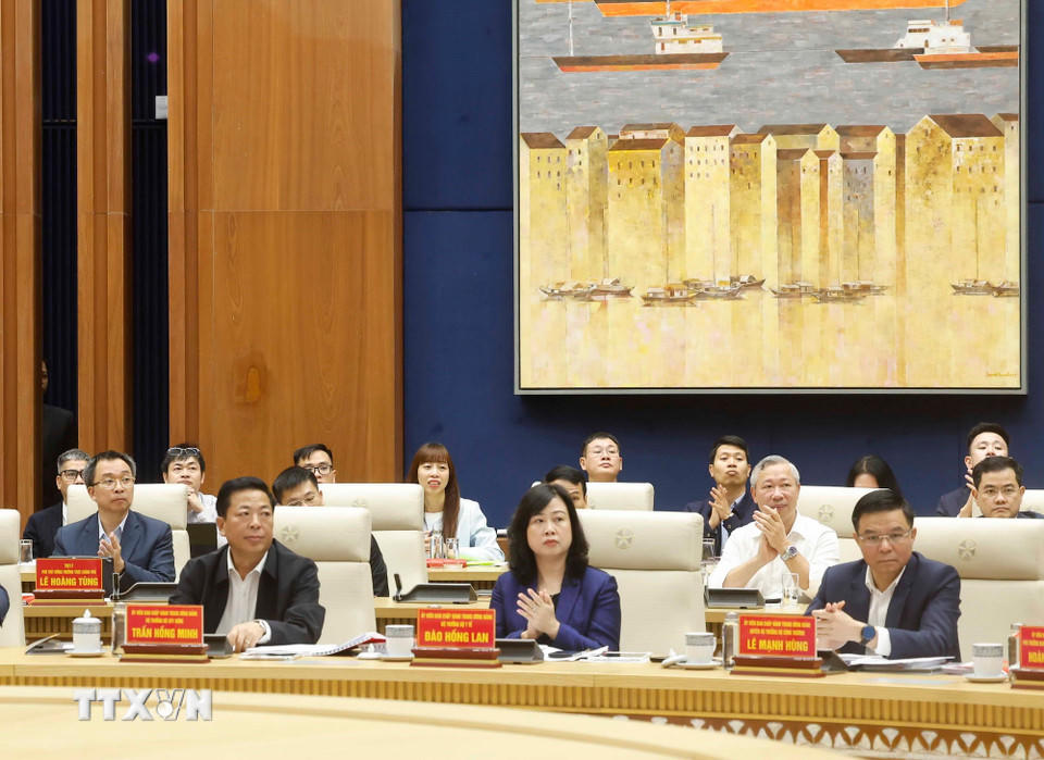 Các đại biểu tham dự cuộc làm việc. (Ảnh: Thống Nhất/TTXVN)