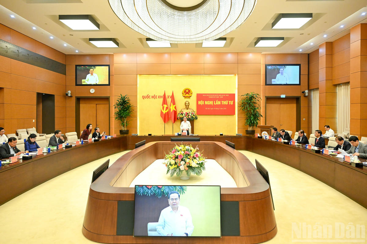 Quang cảnh hội nghị lần thứ tư, Ban Chấp hành Đảng bộ Quốc hội nhiệm kỳ 2025-2030. (Ảnh: DUY LINH)