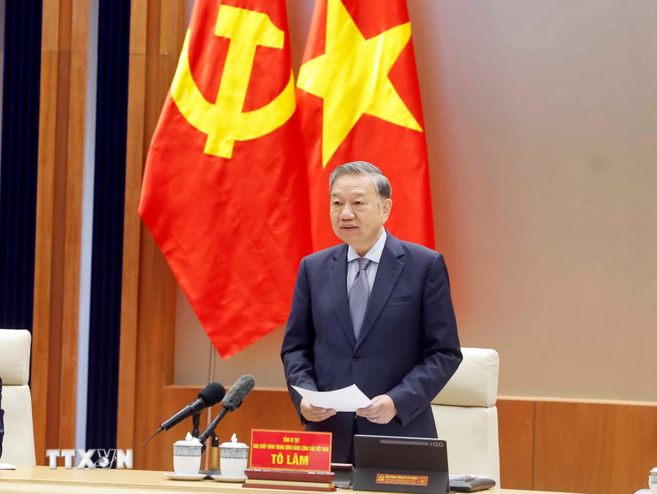 Tổng Bí thư Tô Lâm phát biểu. (Ảnh: Thống Nhất/TTXVN)