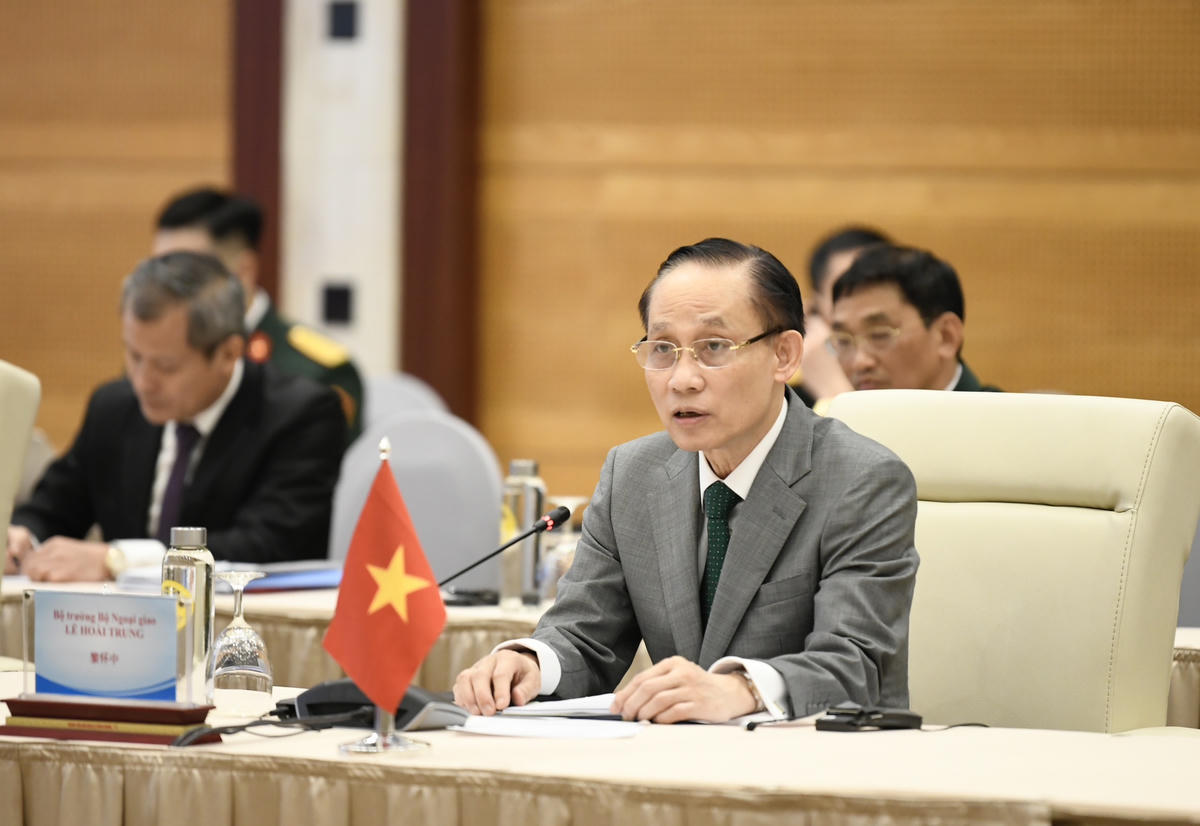 Bộ trưởng Bộ Ngoại giao Lê Hoài Trung tại hội nghị. Ảnh: BNG