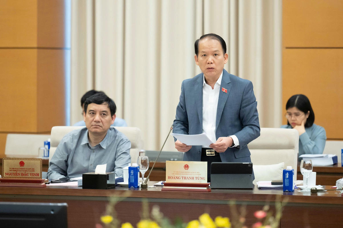 Ông Hoàng Thanh Tùng báo cáo tại phiên họp