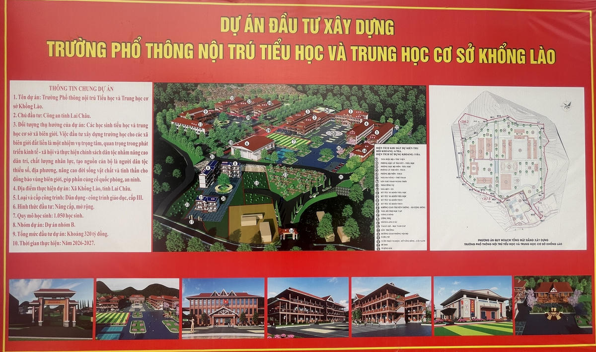 Phối cảnh dự án Trường Phổ thông Nội trú Tiểu học và Trung học cơ sở Khổng Lào. Ảnh: Sa Mộc Đá.