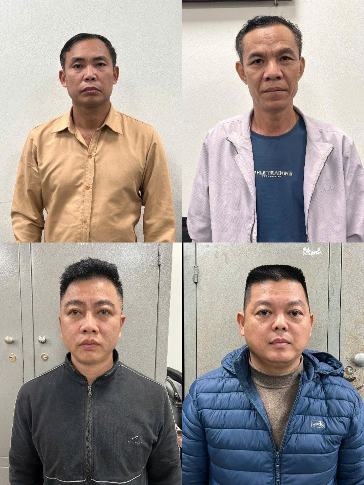 Đối tượng Man Thăng Long, Tô Minh Quảng, Vương Cường và Mai Văn Cường (từ trên xuống dưới, từ trái qua phải)