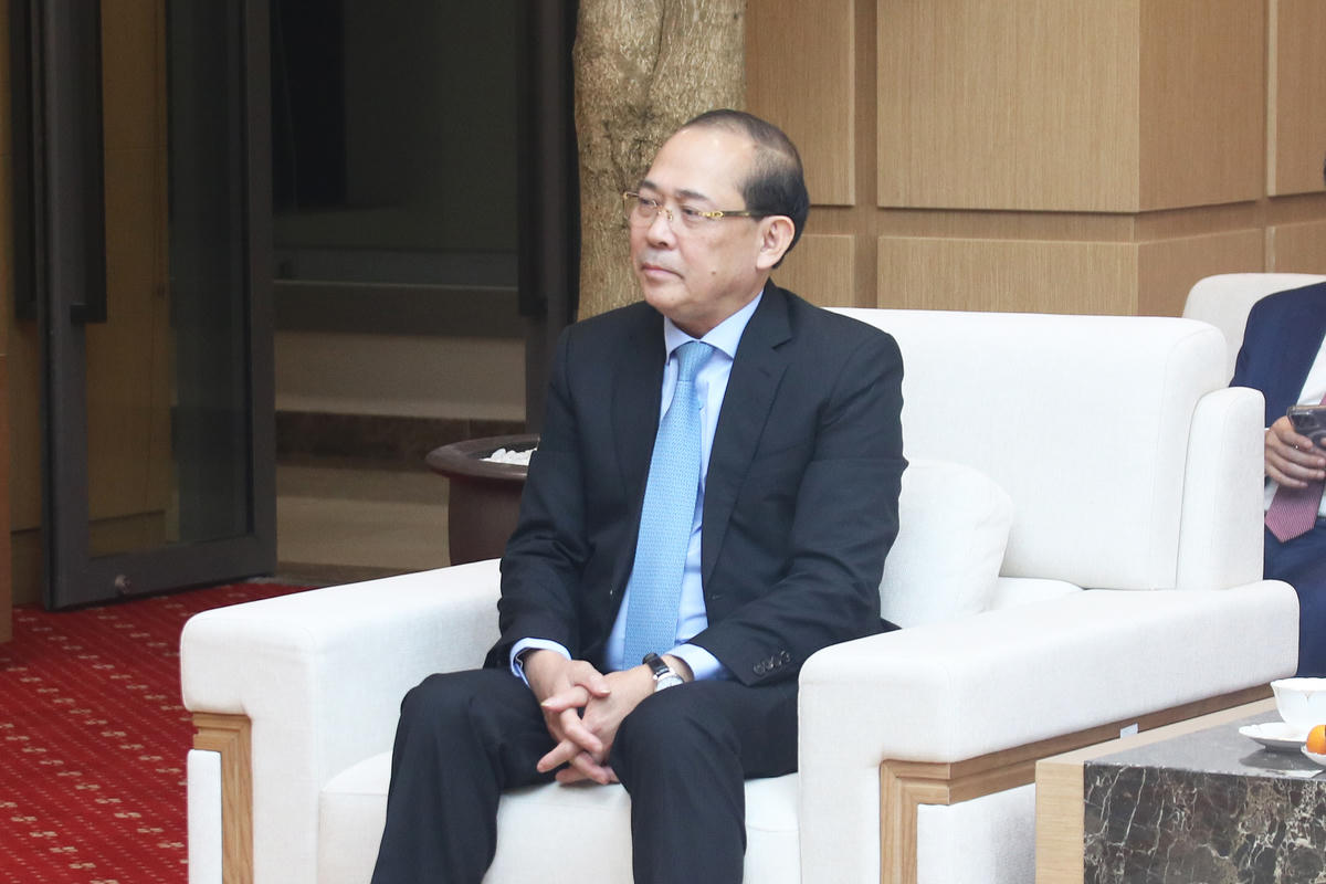 Ông Hoàng Công Thủy - Phó Chủ tịch UBTƯ MTTQ Việt Nam tham dự buổi tiếp đoàn.