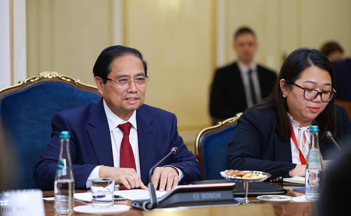 Thủ tướng Chính phủ Phạm Minh Chính nêu rõ, Đảng, Nhà nước và nhân dân Việt Nam luôn trân trọng tình cảm thủy chung, gắn bó, chí tình, chí nghĩa của các thế hệ lãnh đạo và nhân dân Nga dành cho Việt Nam - Ảnh: VGP/Nhật Bắc