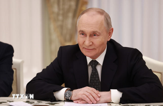 Tổng thống Nga Vladimir Putin phát biểu. (Ảnh: Dương Giang/TTXVN)