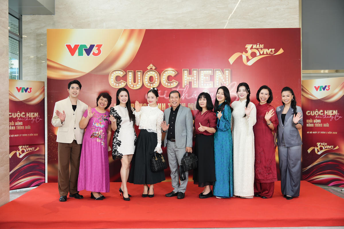 Các nghệ sĩ tham dự chương trình họp báo “Cuộc hẹn tháng Ba”. Ảnh: VTV.