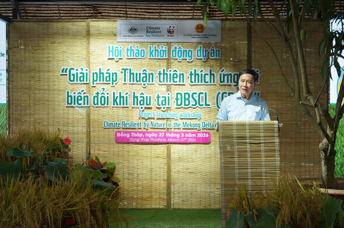 Ông Lê Hà Luân, Giám đốc Sở NN&amp;MT tỉnh Đồng Tháp phát biểu tại Hội thảo. Ảnh: CTV