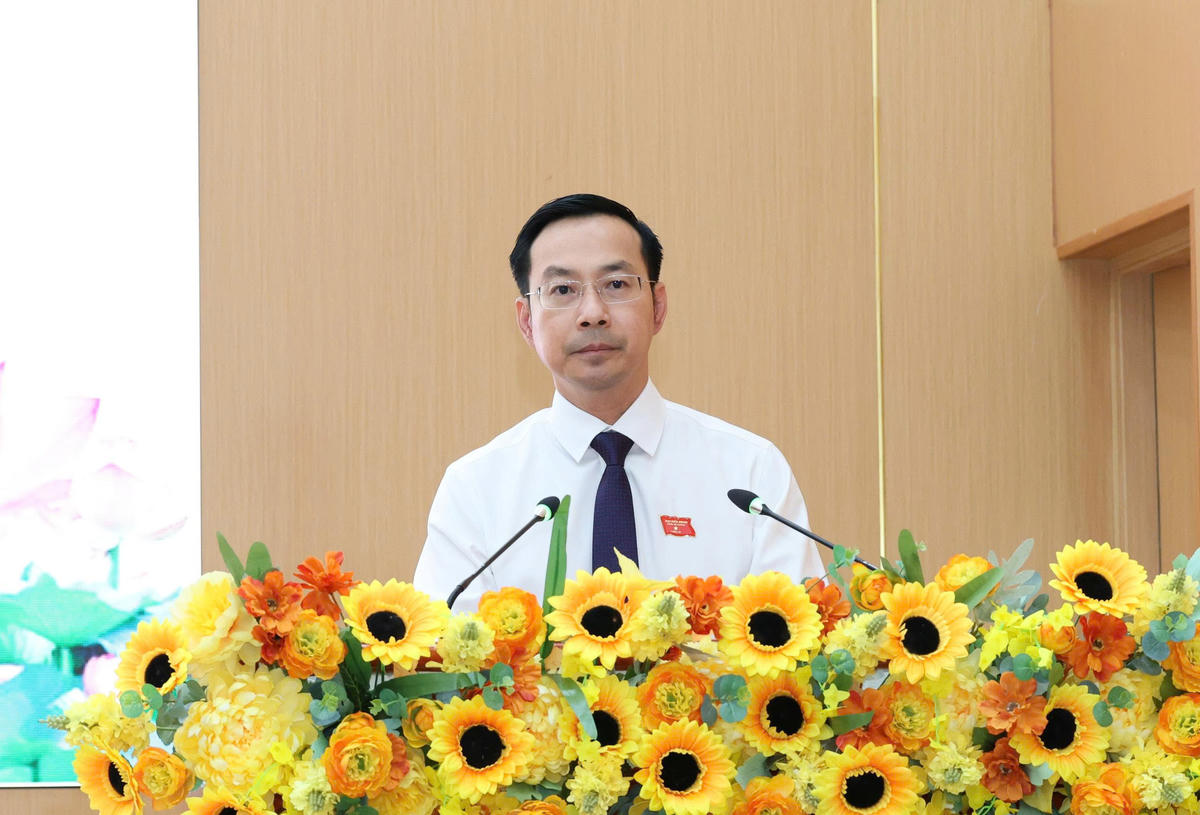 Ông Nguyễn Thanh Nhàn - Phó Bí thư Thường trực Tỉnh uỷ, Chủ tịch HĐND tỉnh An Giang phát biểu. Ảnh: N.H