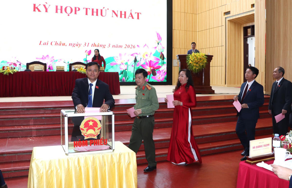 Các đại biểu bầu chức danh Chủ tịch UBND tỉnh Lai Châu khóa XVI, nhiệm kỳ 2026-2031. Ảnh: Cổng TTĐT tỉnh.