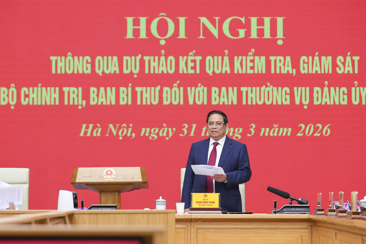 Bí thư Đảng ủy Chính phủ, Thủ tướng Phạm Minh Chính phát biểu tại Hội nghị - Ảnh: VGP/Nhật Bắc