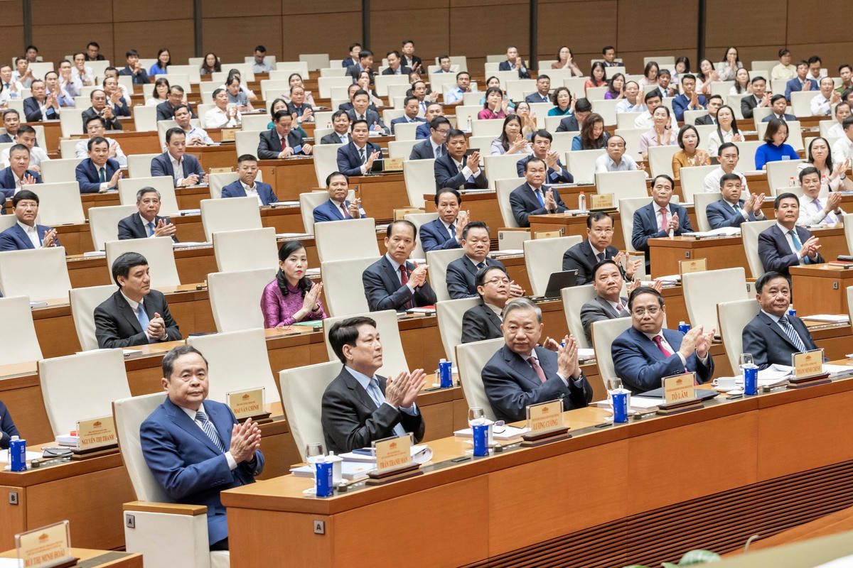 Tổng Bí thư Tô Lâm cùng các lãnh đạo Đảng, Nhà nước tham dự hội nghị (Ảnh: Quang Vinh)