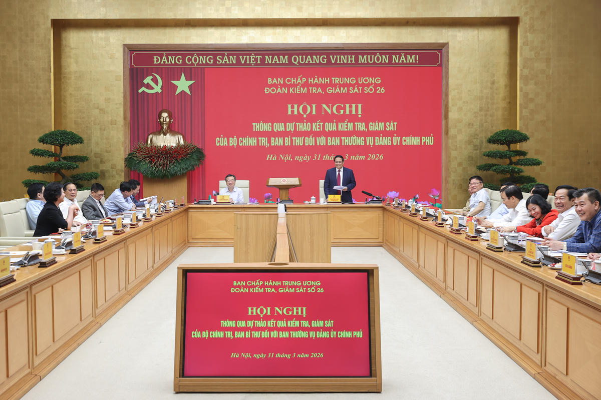 Hội nghị Thông qua dự thảo kết quả kiểm tra, giám sát đối với Ban Thường vụ Đảng ủy Chính phủ - Ảnh: VGP/Nhật Bắc