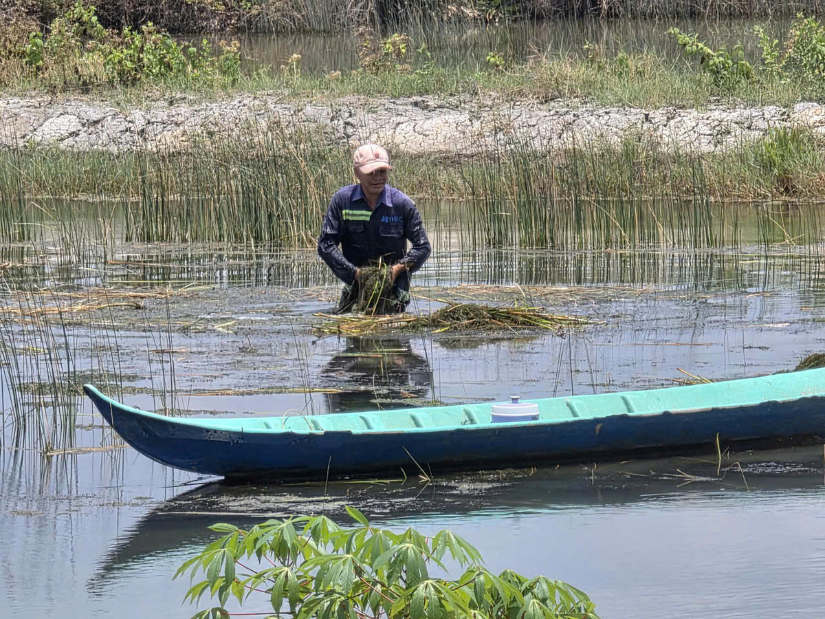 Nắng nóng gay gắt kéo dài đang đẩy nhiều hộ nuôi tôm quảng canh tại ở Cà Mau vào giai đoạn khó khăn nhất trong năm. Ảnh: Nguyên Du