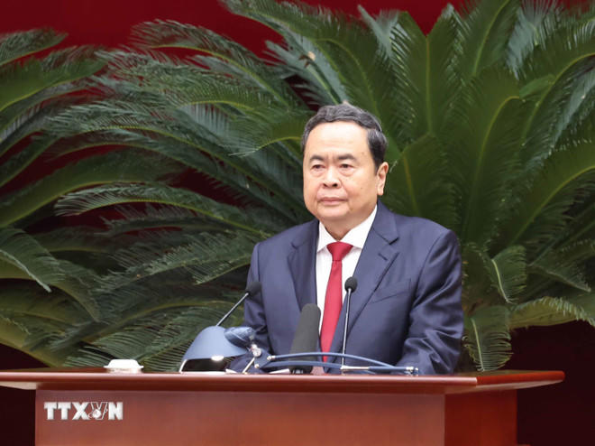 Ông Trần Thanh Mẫn, Ủy viên Bộ Chính trị, Chủ tịch Quốc hội điều hành phiên khai mạc. (Ảnh: Thống Nhất/TTXVN)