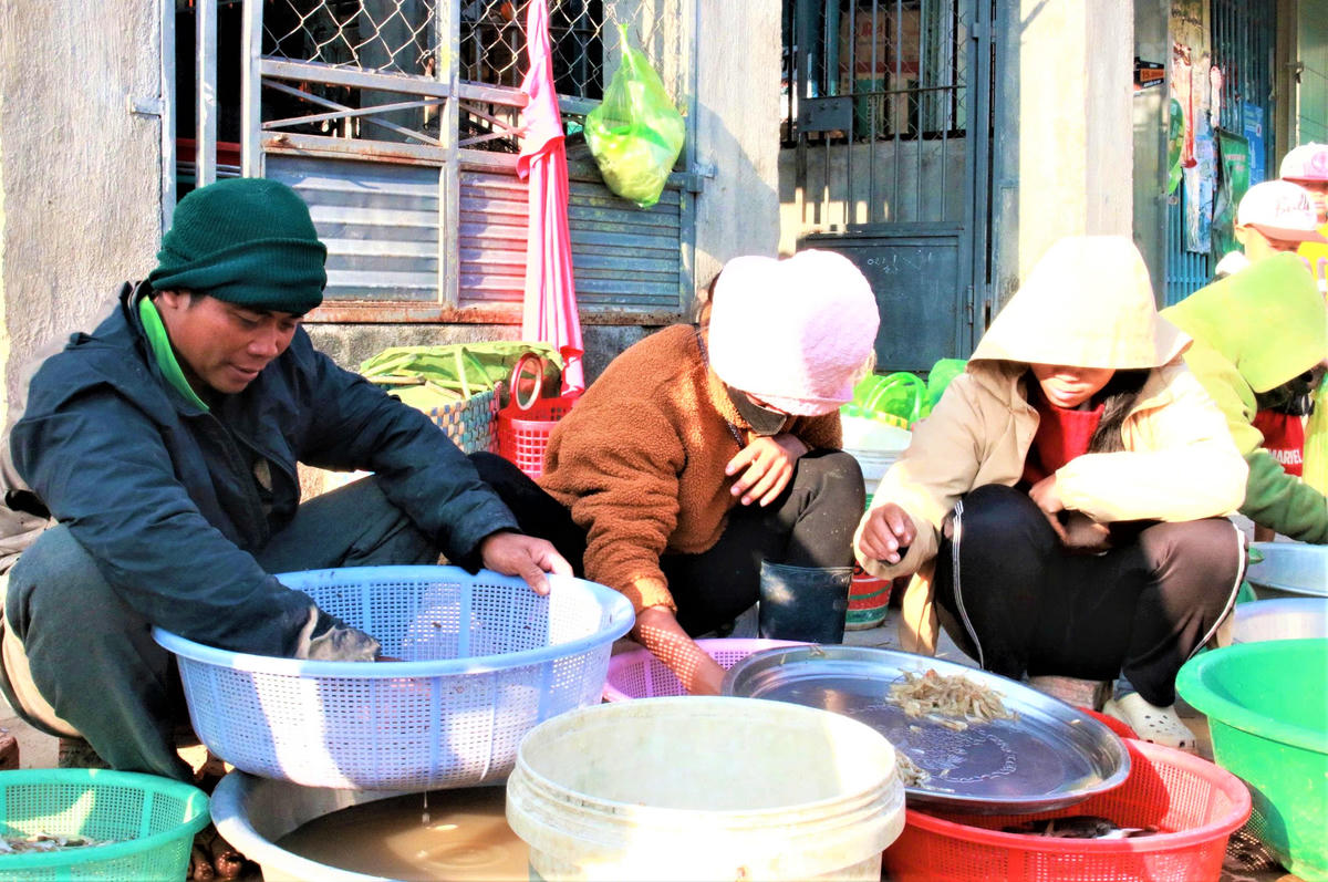 Người dân phân loại hải sản để bán cho khách hàng. Ảnh: CĐ.