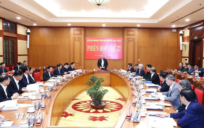 Tổng Bí thư Tô Lâm chủ trì phiên họp. (Ảnh: Phương Hoa/TTXVN) ttxvn-3112-tong-bi-thu-tham-nhung-5.jpg