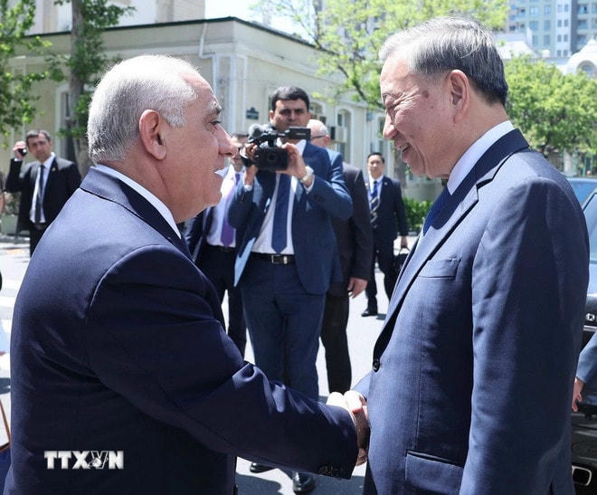 Tổng Bí thư Tô Lâm hội kiến Thủ tướng Azerbaijan Ali Asadov. (Ảnh: Thống Nhất/TTXVN) ttxvn-tong-bi-thu-hoi-kien-thu-tuong-azerbaijan-1.jpg
