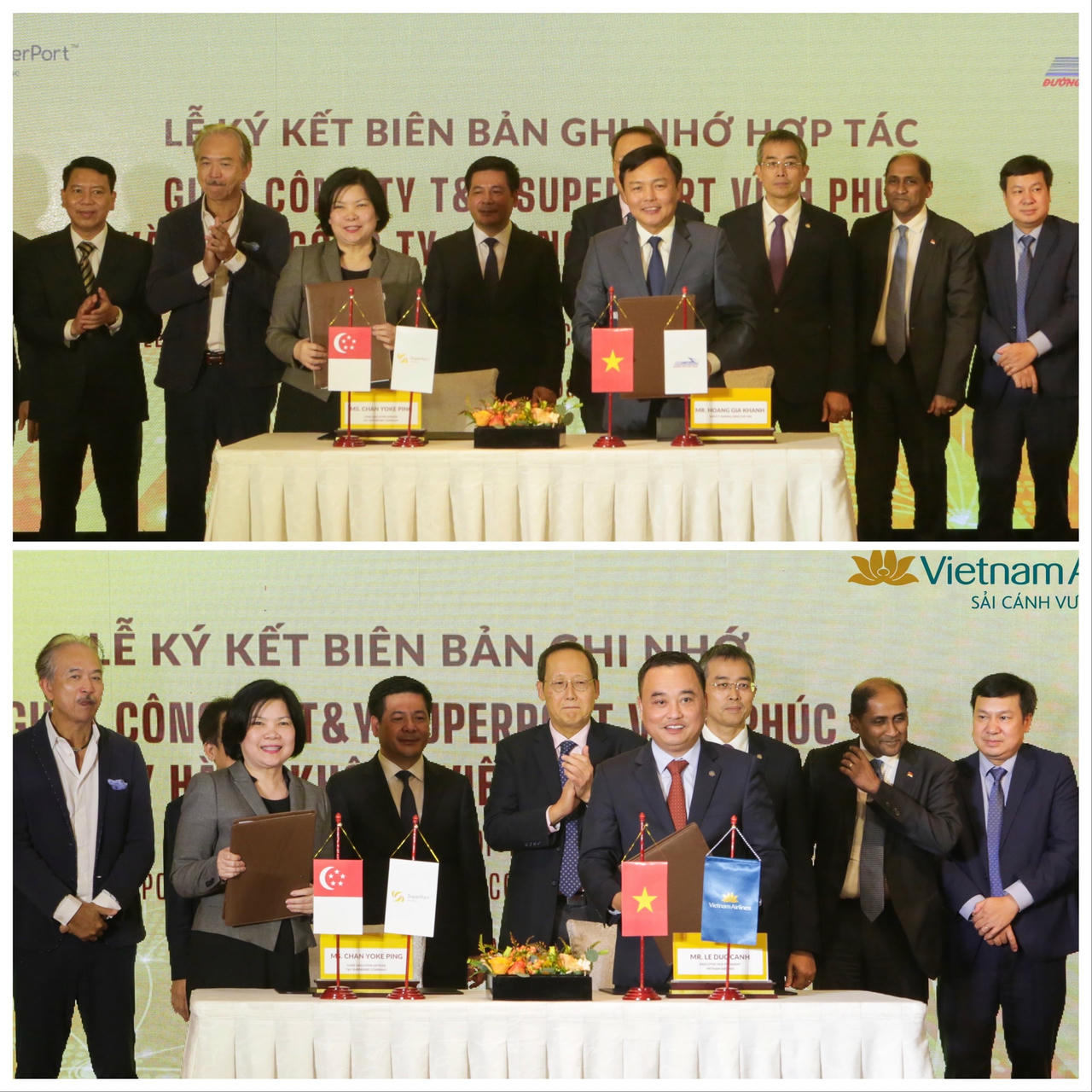 Đại diện lãnh đạo Công ty T&Y SuperPort Vĩnh Phúc ký biên bản ghi nhớ hợp tác với Vietnam Airlines và Tổng Công ty đường sắt Việt NamĐại diện lãnh đạo Công ty T&Y SuperPort Vĩnh Phúc ký biên bản ghi nhớ hợp tác với Vietnam Airlines và Tổng Công ty đường sắt Việt Nam.