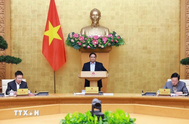 Thủ tướng Phạm Minh Chính chủ trì phiên họp. (Ảnh: Dương Giang/TTXVN) ttxvn-0803-thu-tuong-danh-gia-kinh-te-1.jpg