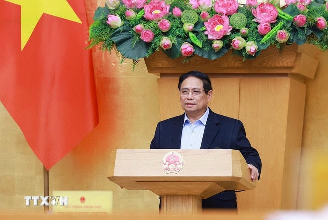 Thủ tướng Phạm Minh Chính chủ trì phiên họp. (Ảnh: Dương Giang/TTXVN) ttxvn-0803-thu-tuong-danh-gia-kinh-te-3.jpg