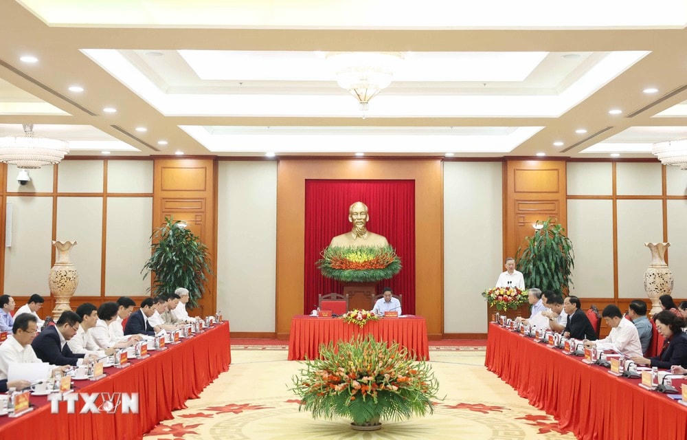 Buổi làm việc của Tổng Bí thư Tô Lâm với Tiểu ban Kinh tế-Xã hội Đại hội XIV của Đảng. (Ảnh: Thống Nhất/TTXVN) TTXVN_1311 Tong Bi thu 6.jpg