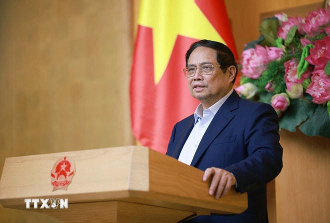 Thủ tướng Phạm Minh Chính chủ trì Phiên họp thứ 6 của BCĐ xoá nhà tạm, nhà dột nát. (Ảnh: Dương Giang/TTXVN) ttxvn-thu-tuong-pham-minh-chinh-1.jpg