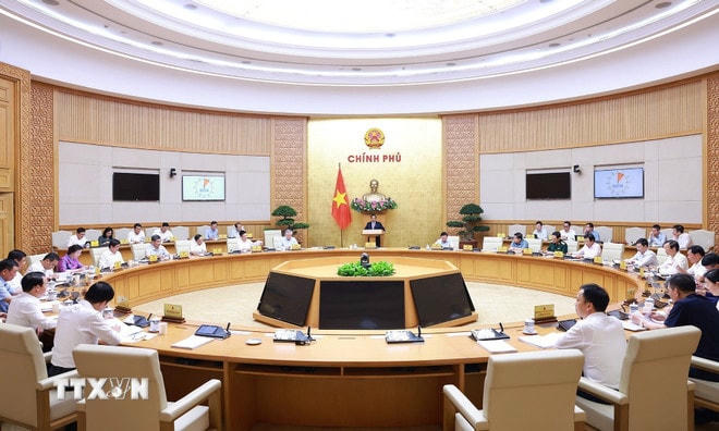 Phiên họp Chính phủ thường kỳ tháng 4 năm 2025. (Ảnh: Dương Giang/TTXVN) ttxvn-thu-tuong-pham-minh-chinh-chu-tri-phien-hop-chinh-phu-thuong-ky-thang-4-nam-2025-8014712-4.jpg