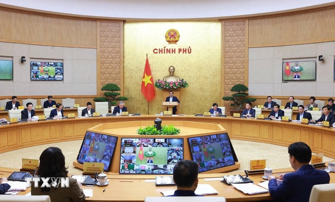 Thủ tướng Phạm Minh Chính chủ trì Phiên họp Chính phủ thường kỳ tháng 2 năm 2025. (Ảnh: Dương Giang/TTXVN) ttxvn-thu-tuong-chu-tri-phien-hop-chinh-phu-thuong-ky-0503-2.jpg