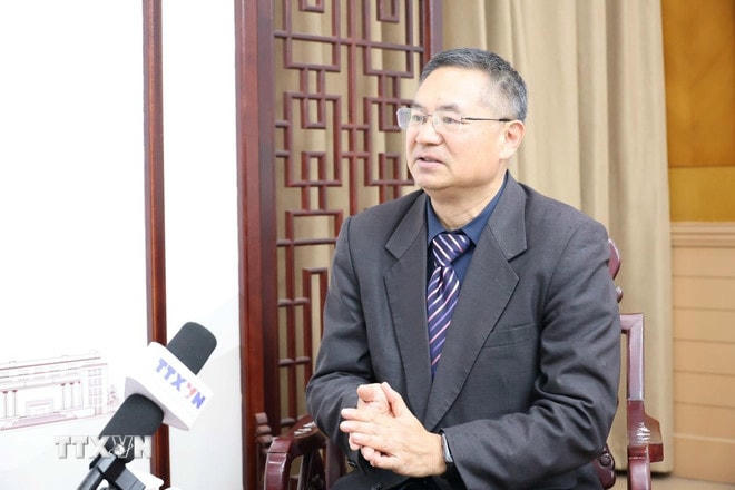 Giáo sư, Tiến sỹ Thành Hán Bình, Giám đốc Trung tâm nghiên cứu Việt Nam thuộc Đại học Công nghiệp Chiết Giang (Trung Quốc). (Ảnh: Quang Hưng/TTXVN) ttxvn-thanh-han-binh.jpg