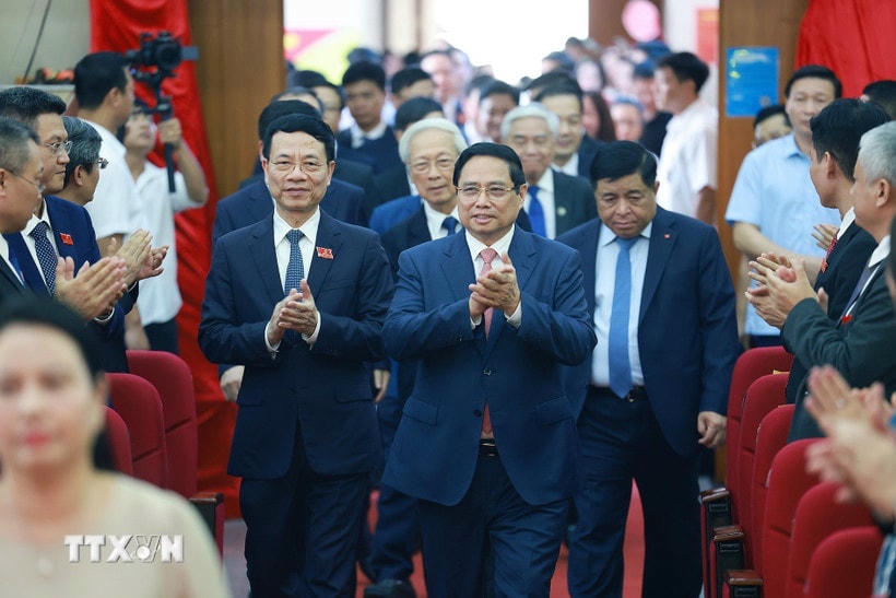 Thủ tướng Phạm Minh Chính dự và chỉ đạo Đại hội. (Ảnh: Dương Giang/TTXVN)